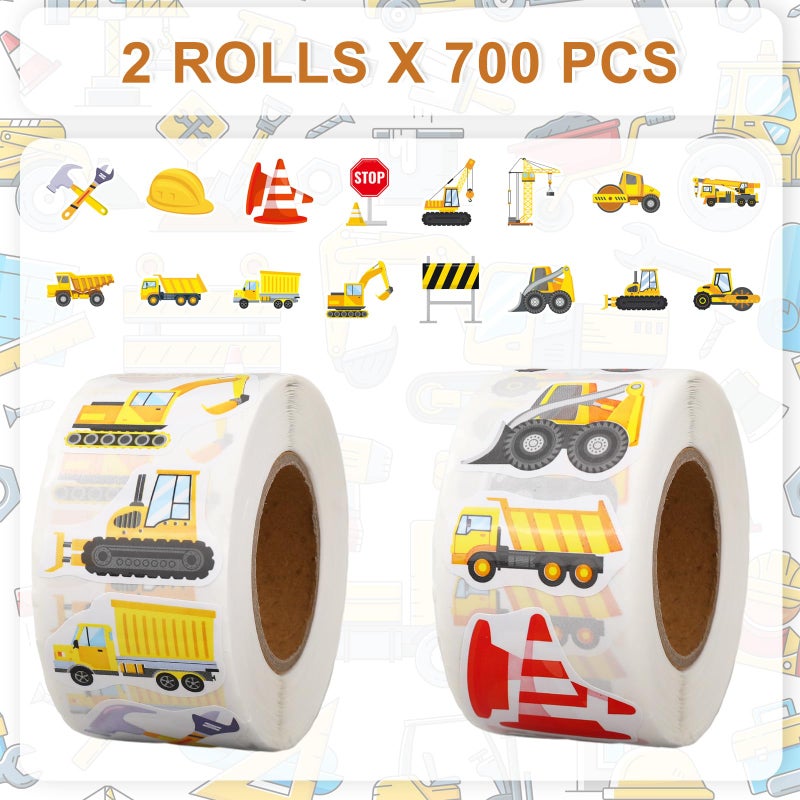 Whaline 1400Pcs Construction Sticker Truck Digger Vehicle Transportation Sticker 16 Designs Incentive Teacher Reward Decal for Craft Home Classroom Card Scrapbook Decor, 1.5 in - Image 2
